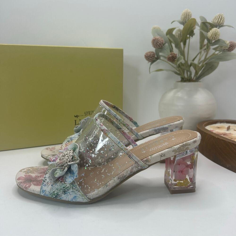 L'artiste Chalifetti Ice Sparkle Floral Mule Sandal Ice Multi Women EU40/9.5 NWB